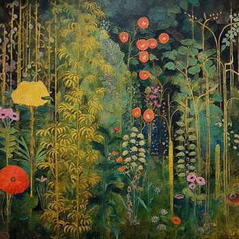 Panel kwiaty ogród w stylu Klimta wr119