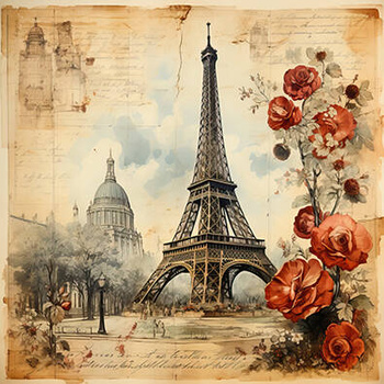 Panel Paryż vintage wieża Eiffel wtr8