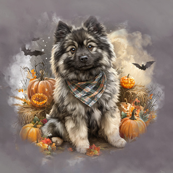 Panel pies Szpic wilczy z dyniami wd209