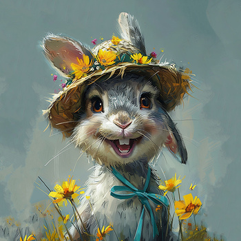 Panel królik w kapeluszu wlk70