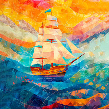Panel żaglowiec podróże w wyobraźni wx42