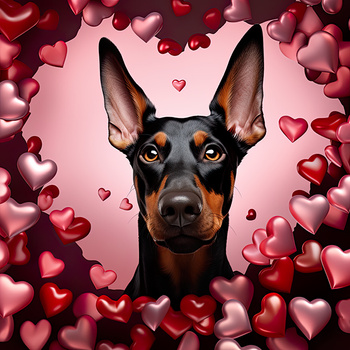 Panel pies Doberman w sercu wd188