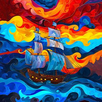 Panel żaglowiec podróże w wyobraźni wx38
