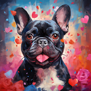 Panel pies buldog francuski i serduszka wd143