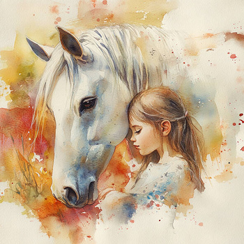 Panel koń i dziewczynka