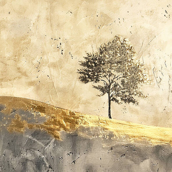Panel złoty krajobraz, drzewo wfm277