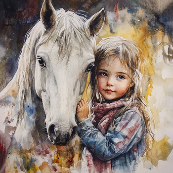 Panel koń i dziewczynka