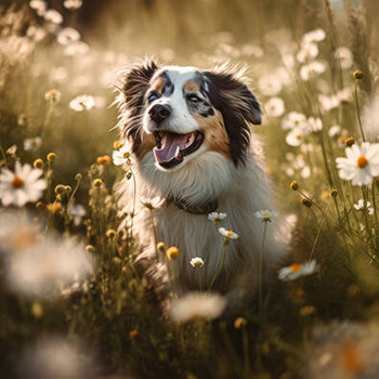 Panel pies Owczarek australijski na łące wd137