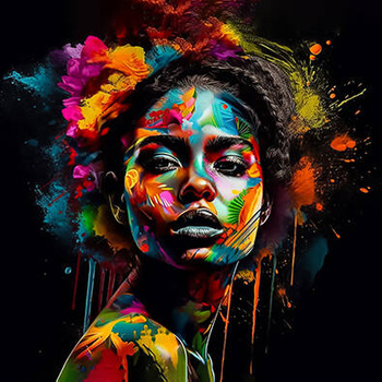 Panel twarz czarnoskórej kobiety w kolorach wl77