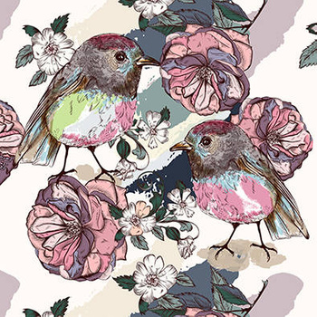 Panel ptaki i kwiaty szkic wb57