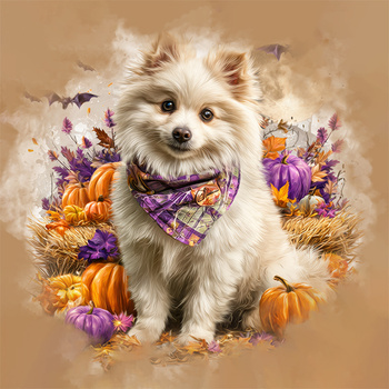 Panel pies Szpic japoński z dyniami wd208