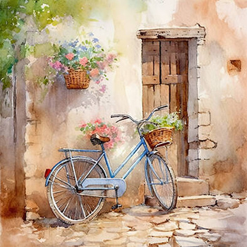 Panel rower w kwiatach w miasteczku wa34