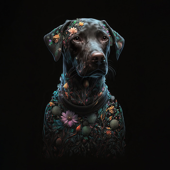 Panel pies i kwiaty wd147