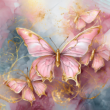 Panel motyle ze złotem wo55
