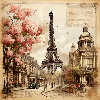 Panel Paryż vintage wieża Eiffel wtr6