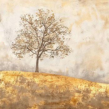 Panel złoty krajobraz, drzewo wfm281