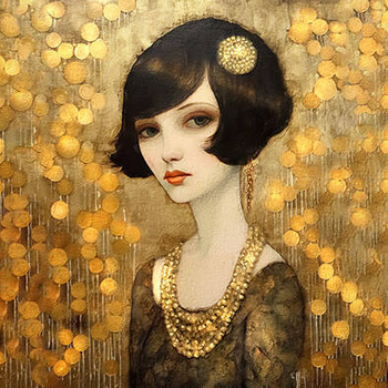 Panel twarz kobiety Złoty Gatsby wl99