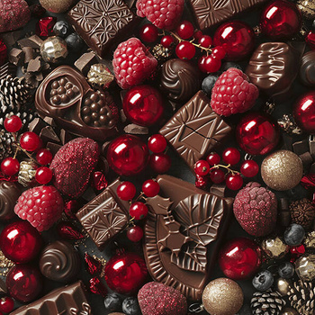 Panel słodkie święta, czekolada, maliny, ozdoby
