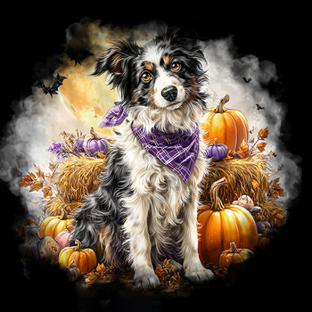 Panel pies Border collie z dyniami wd230