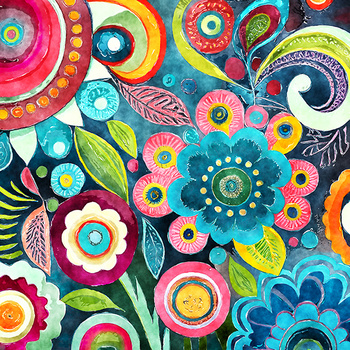 Panel kolorowe kwiaty malowane wr330