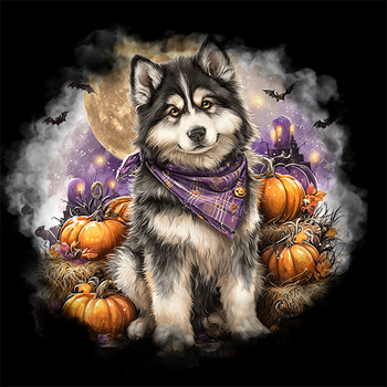 Panel pies Alaskan malamute z dyniami wd226